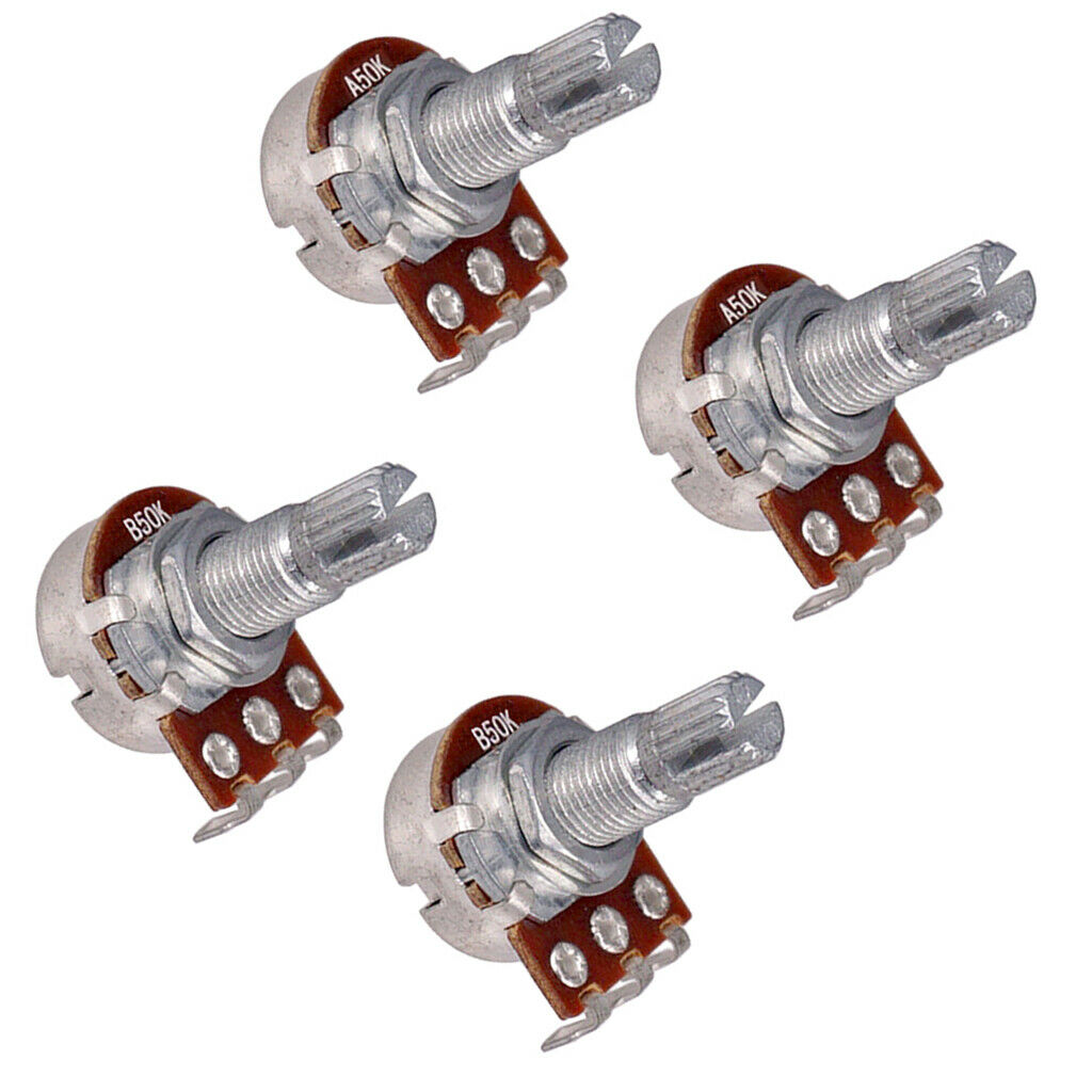 4 Pieces A50K/B50K Long Split Shaft Audio Taper Low Friction Potentiometers