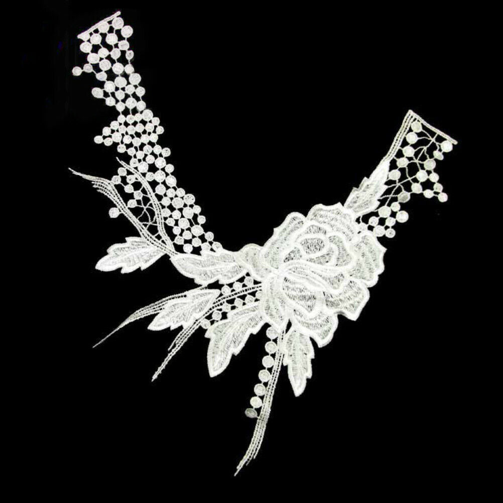 Floral Embroidered Neckline Neck Collar Neckwear Trim Clothes Sewing Applique