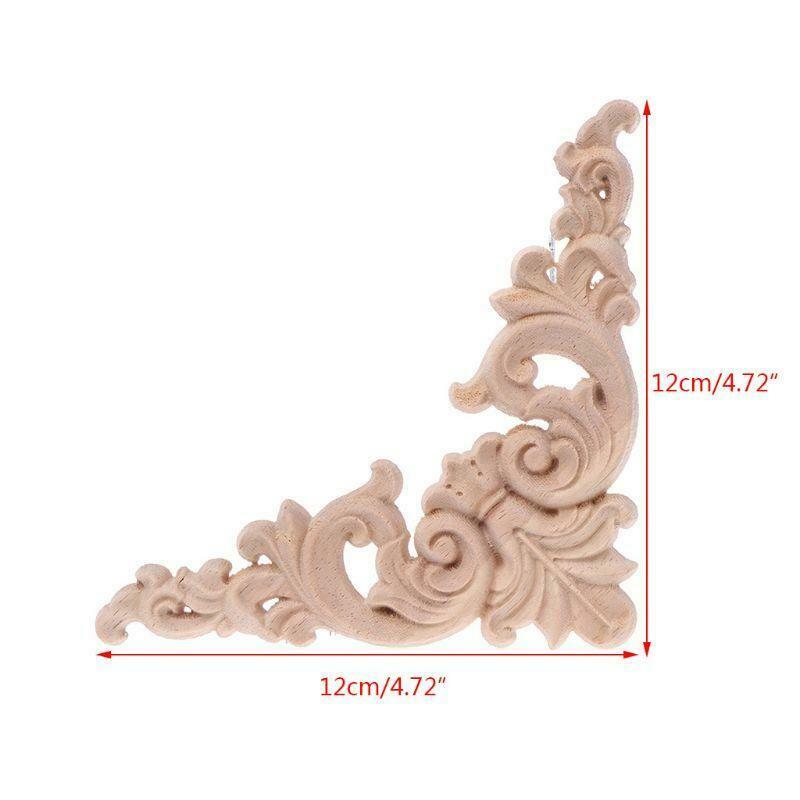 4pcs/set Wood Carved Corner Onlay Applique Unpainted Frame  Cupboard Cabinet For