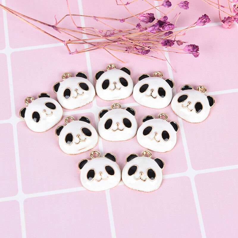 10Pcs/Set Cute Panda Animals Alloy Enamel Charms Pendant DIY Craft Jewelry G Kt