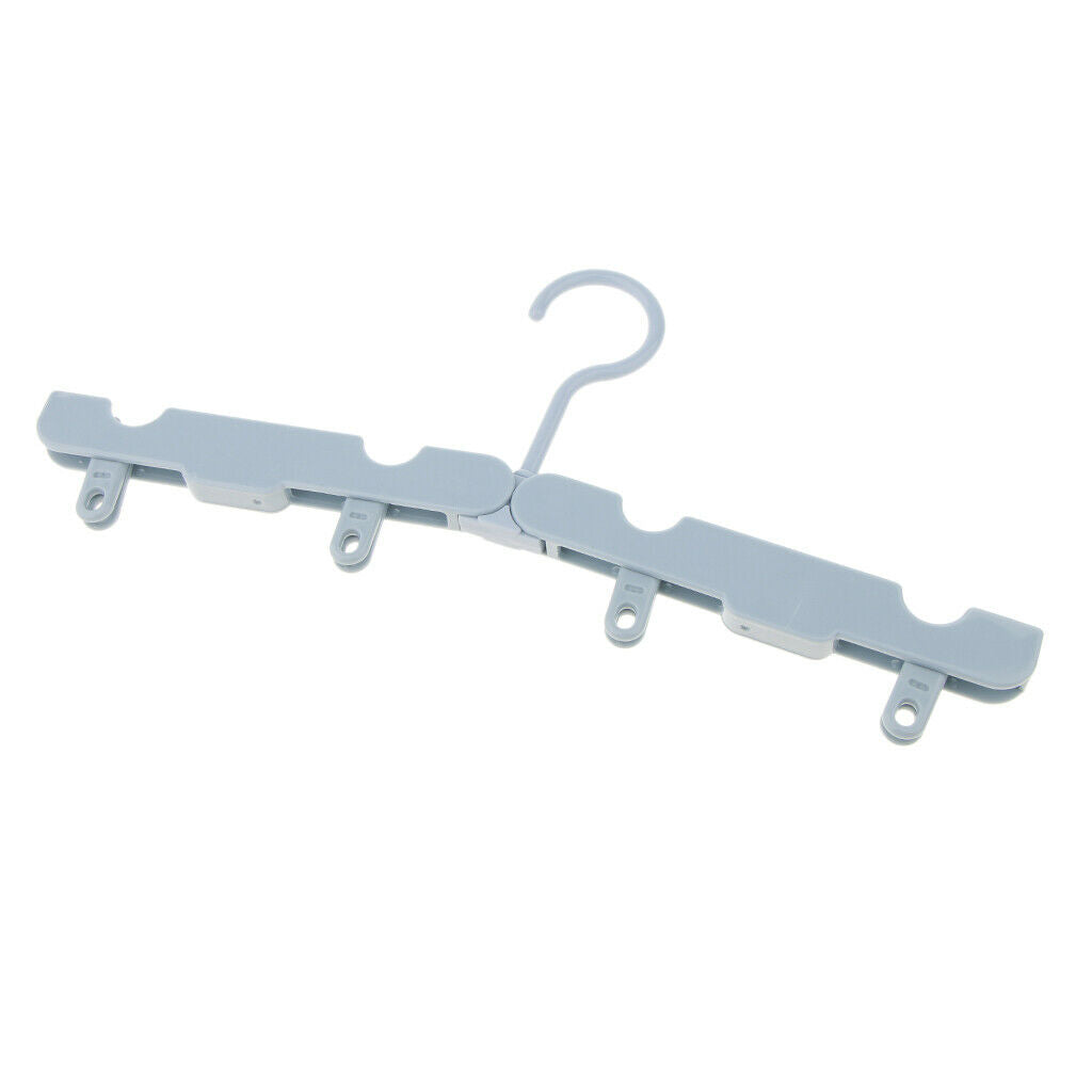 Foldable Clothes Hanger Portable Travel Coat Drying Rack with 4 Clips Blue