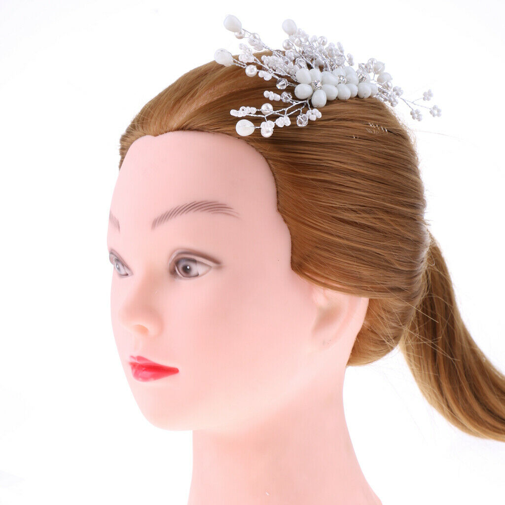 Bridal Wedding Party Flower Pearls Crystal Hair Comb Hair Jewelry Costume