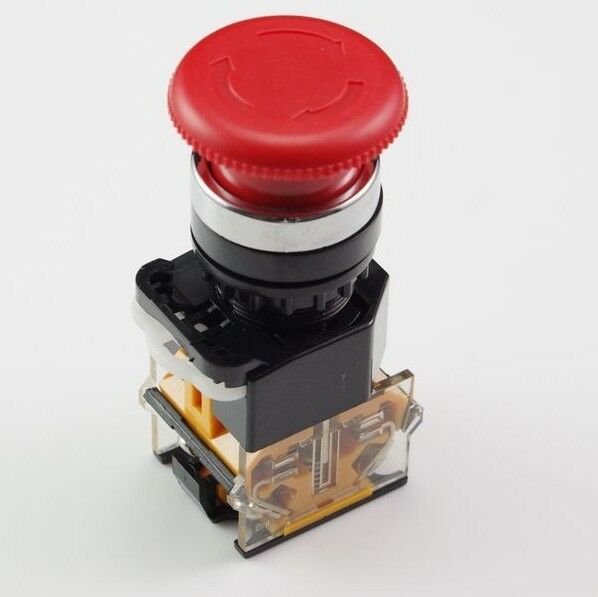 1Pc 10A CNC Motor Rotary Red Emergency Stop Mushroom Pushbutton Switch