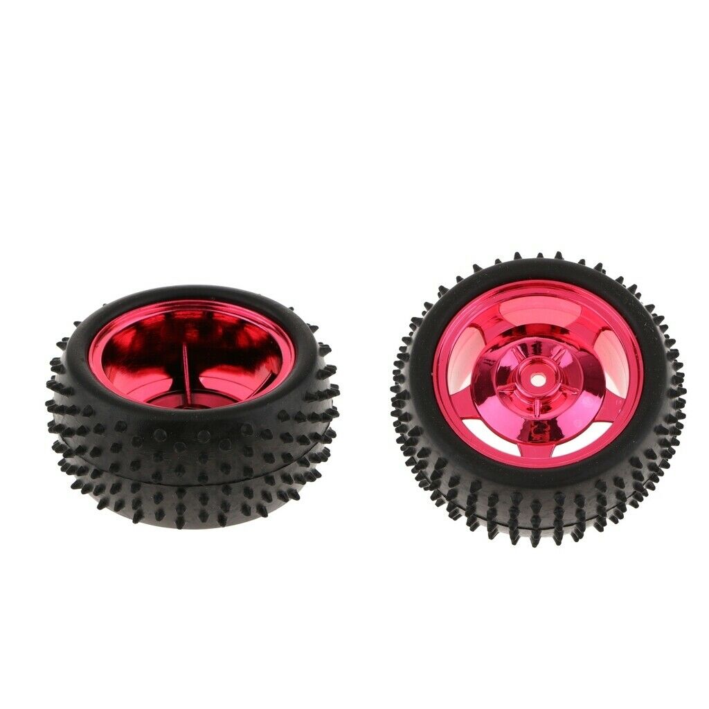 2 Pieces Black+Red ABS Plastic and TPE Rubber Tire TT Motor Car Wheel Smart Car