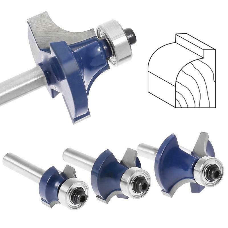3 Pcs Radius 1/4" Shank Round Over Beading Edging Router Bit Set For Woodworking
