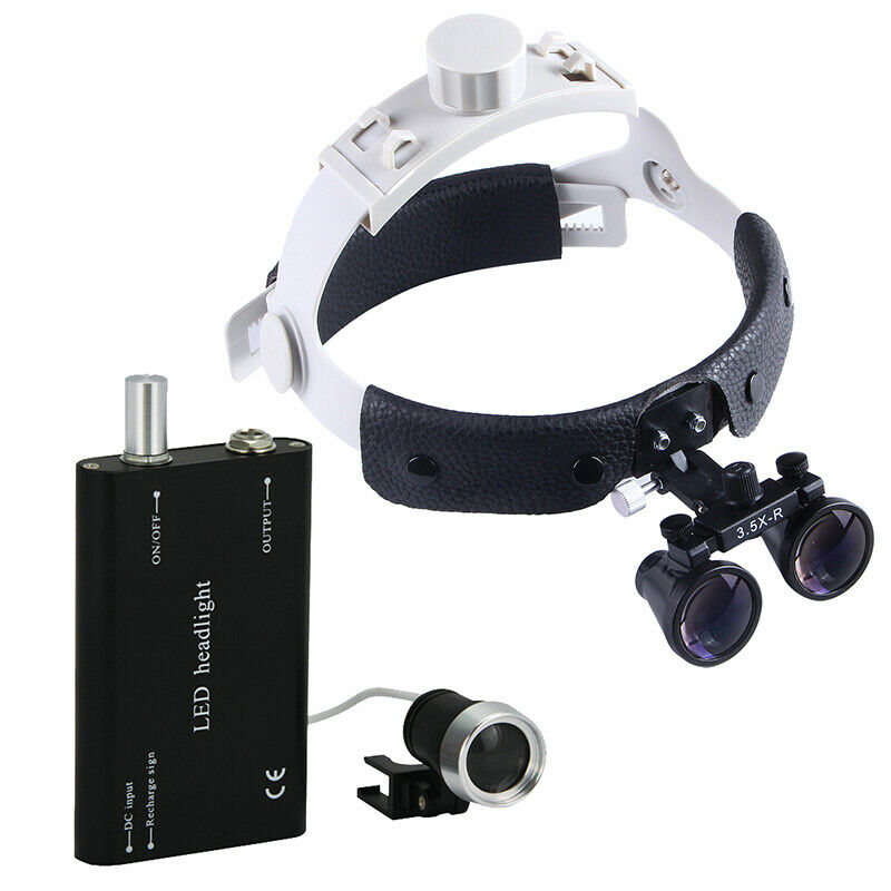 3.5X Dental Headband Medical Binocular Loupes Magnifier + LED Headlight