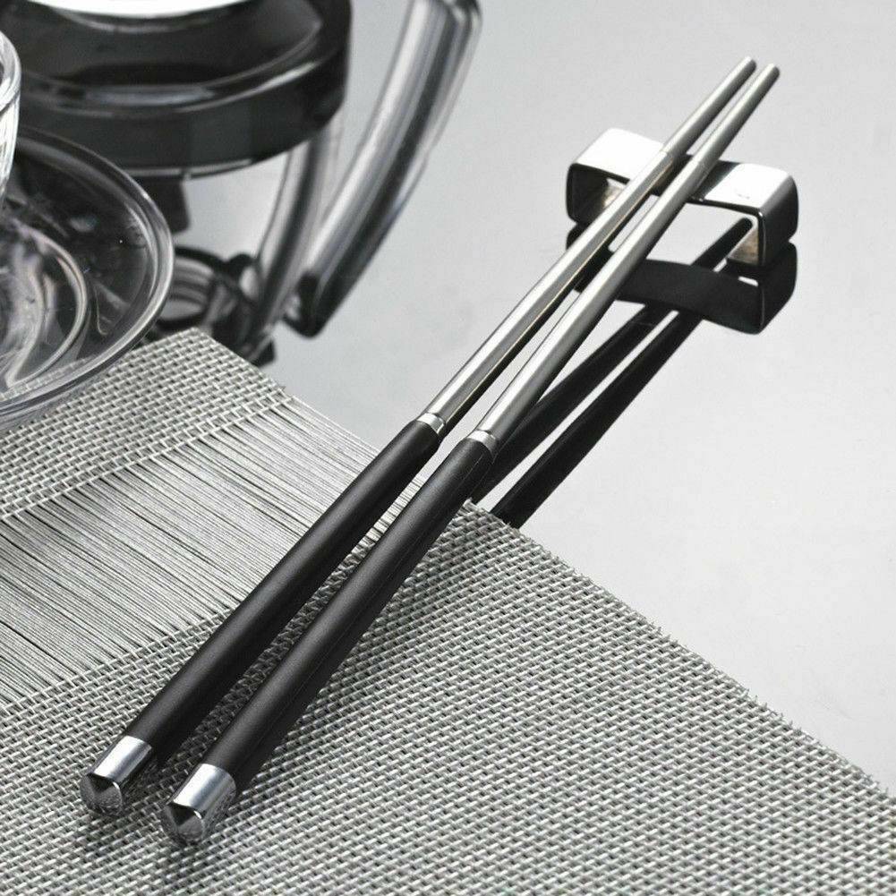 1 Pair Metal Chopsticks Chinese Korean Stainless Steel Chop Sticks Gift Black AU