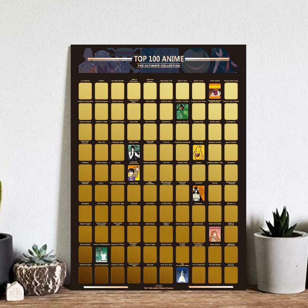 100 Scratch Off Poster Anime Bucket List Photo Artistic Icons For Anime Lovers