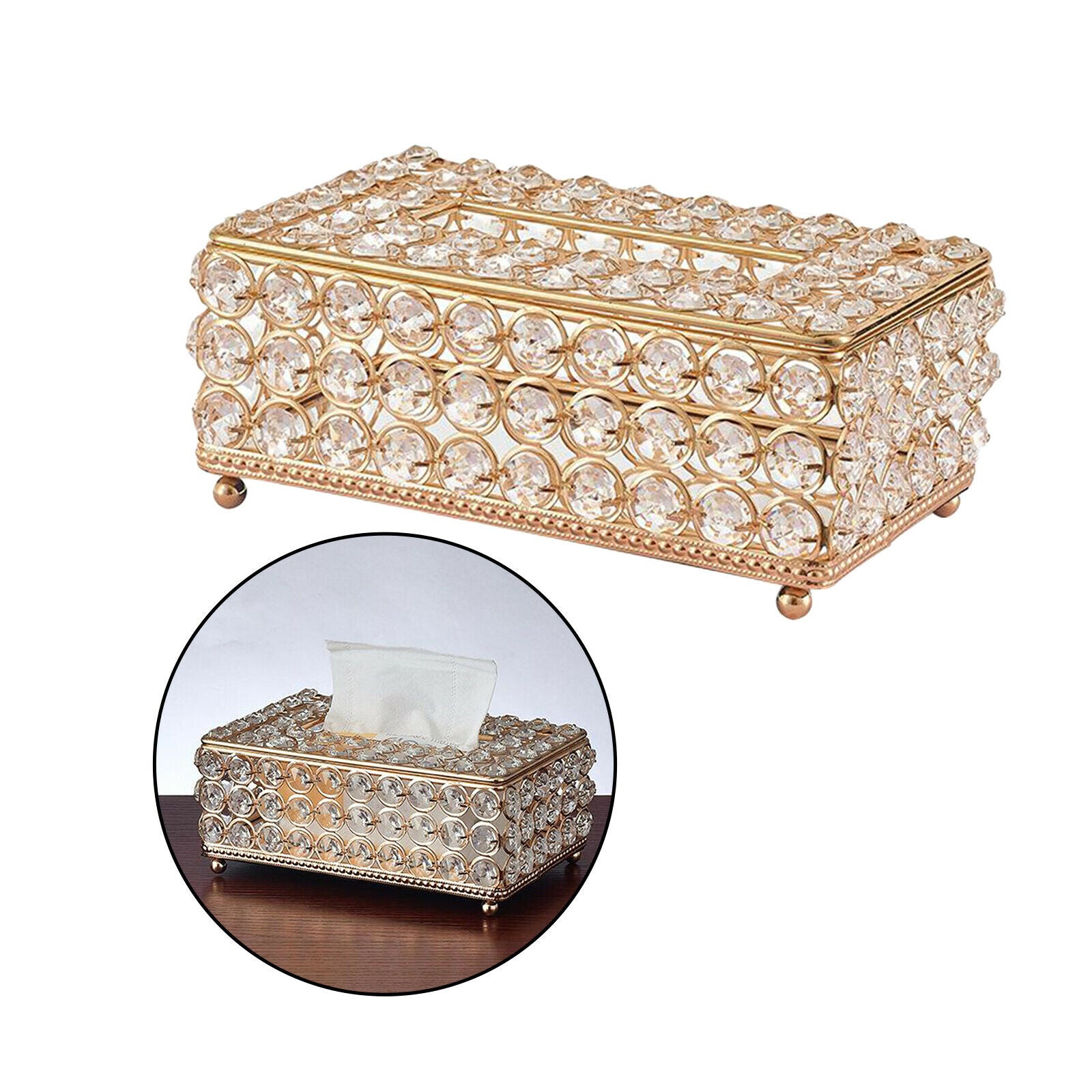 Tissue Box Napkin Holder for Living Room Hotel Home Bar Car Decor Golden