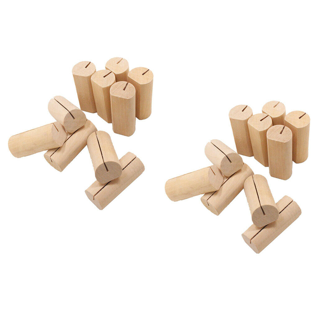 20x Rustic Wood Place Card Holder Natural Wooden Bark Memo Holder Stands Table