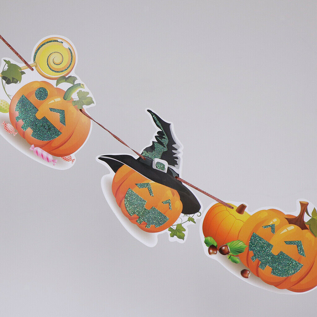 Funny Pumpkin Paper Bunting Banner Sign Horror Halloween Party Hanging Decor