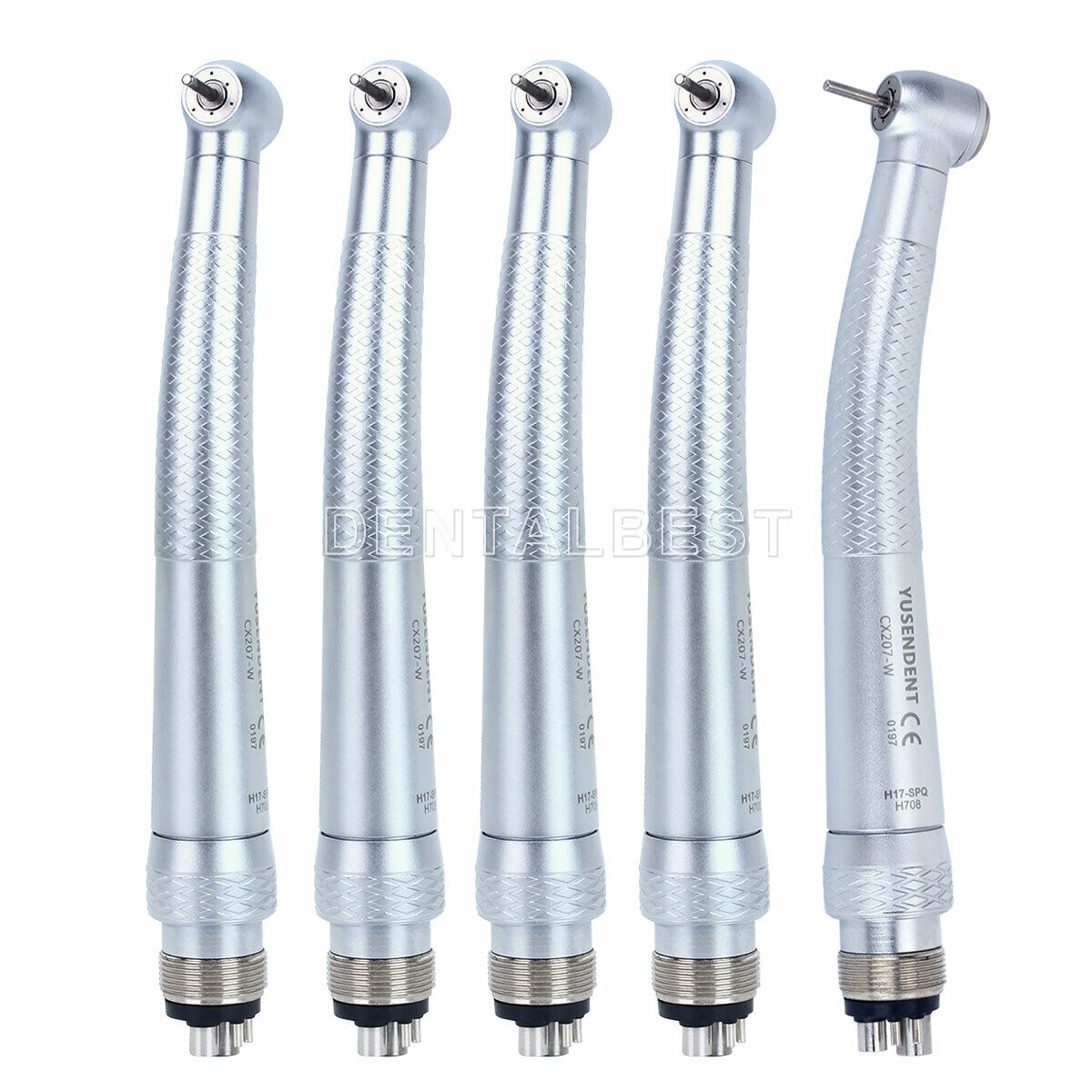 5PCS Dental High Speed Handpiece 3-Way Spray With Quick Coupling Push Button