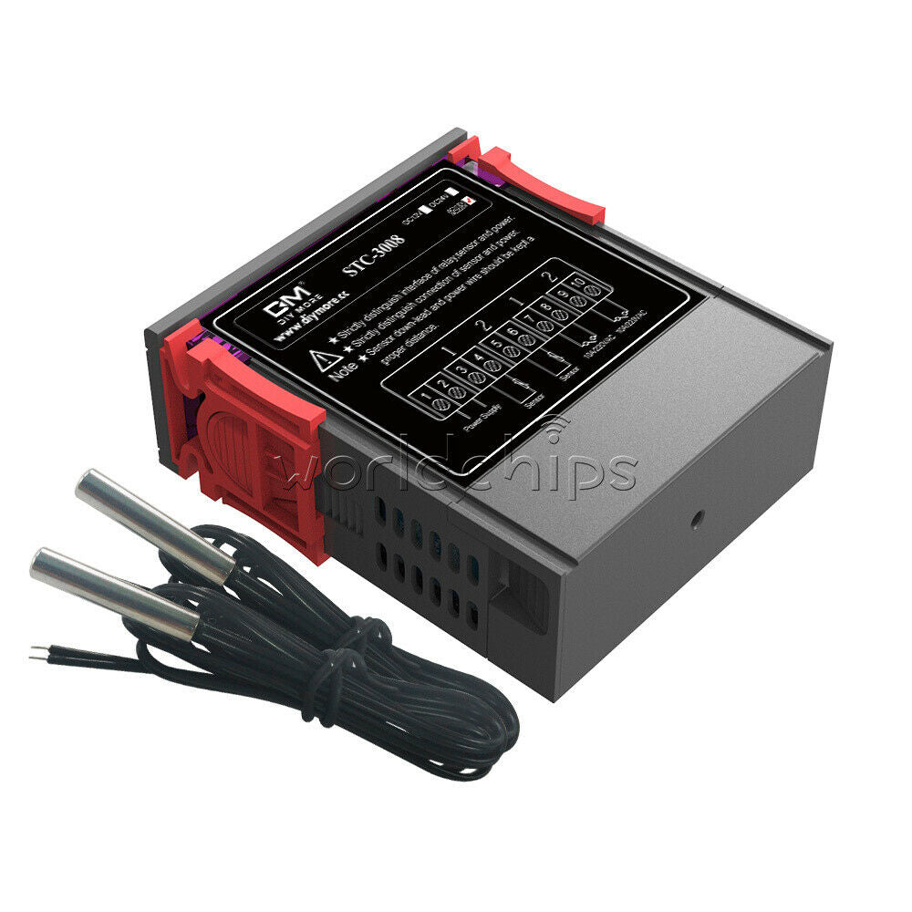AC110-220V STC-3008 Digital Thermostat Temperature Controller Dual NTC Sensor