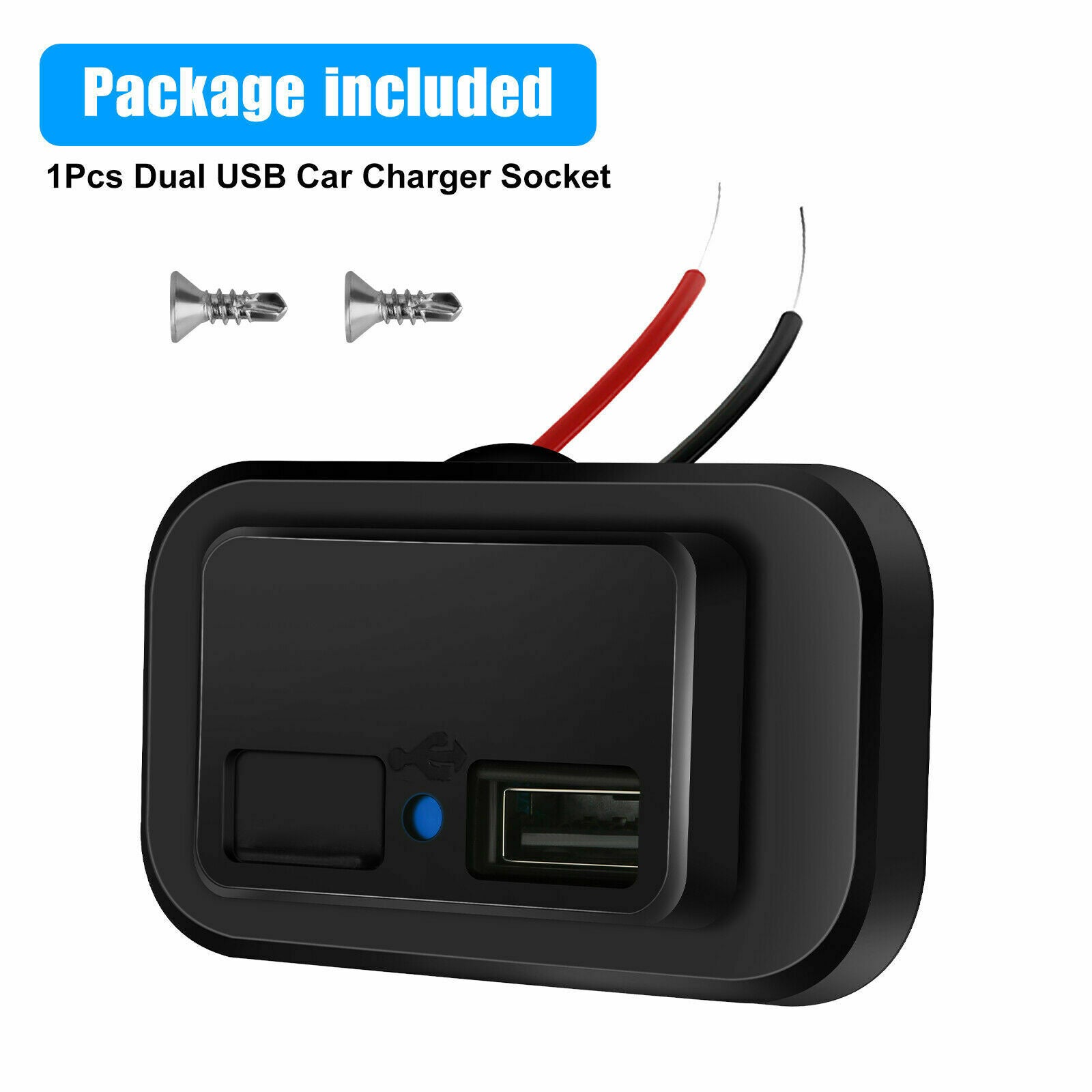 12V/24V LED Dual USB Car Fast Charger Socket Power Outlet For RV Car Boat Marine