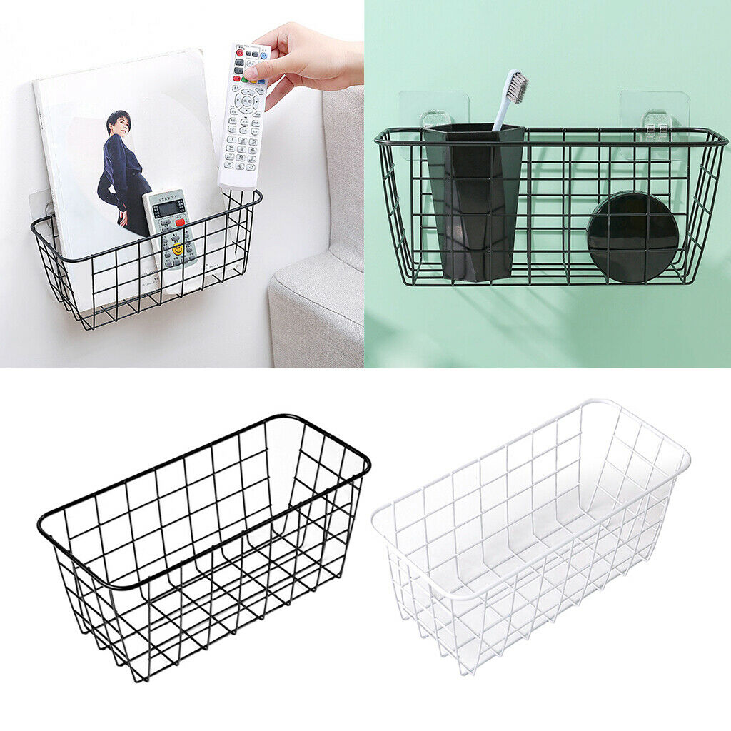 2Pieces Wall Mounted Wire Bathroom Towels Basket Storage Basket For Kitchen