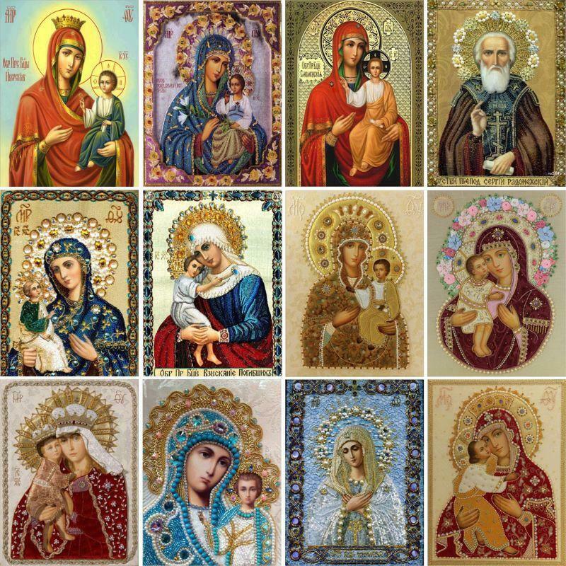 Religious Flower 5D DIY Full Drill Diamond Painting Embroidery Rhinestones Cross