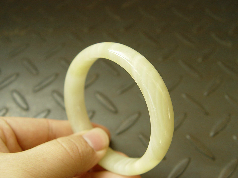 çŽ‰Unique Natural Hetian JADE Nephrite Green Handmade Bangle Bracelet 58-62mm