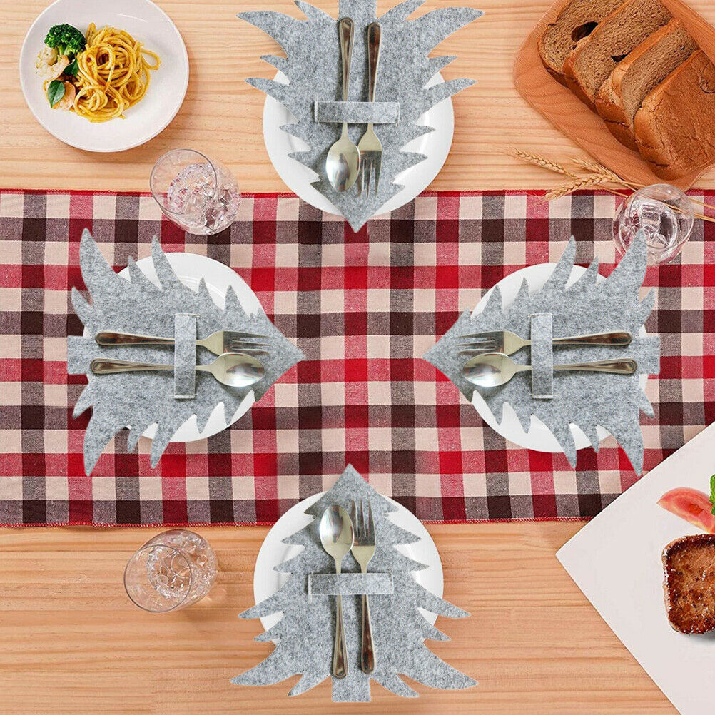 4Pcs Christmas Tree Cutlery Holder Felt Christmas Cutlery Bag Table Decorations