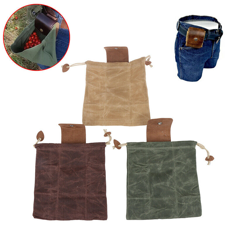 Outdoor Canvas Bushcraft Foraging Pouch Bag With Drawstring for Hiking PickiFCA