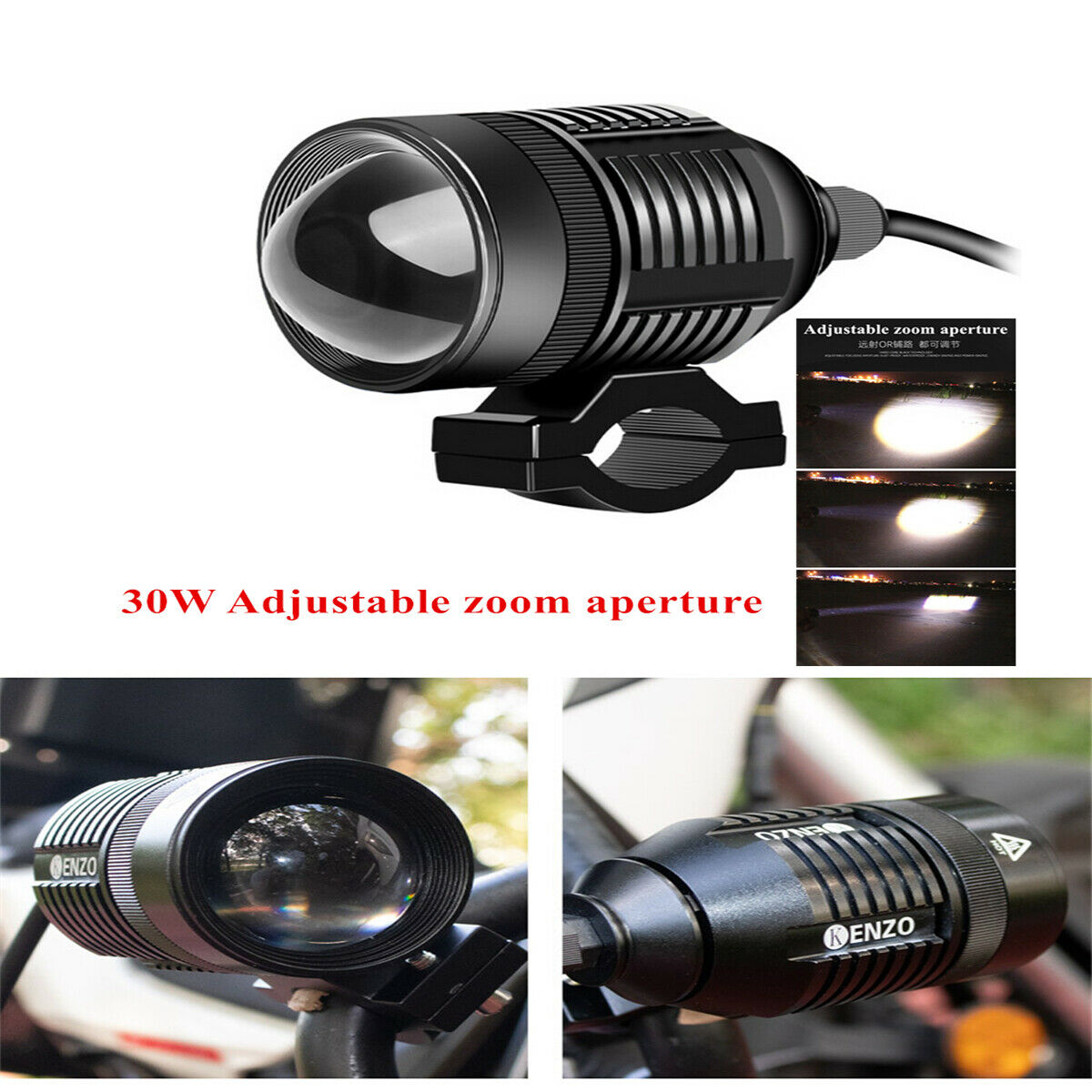 1PCS 30W Motocross White  LED Spotlight Driving Fog Light Waterproof 12V-80V