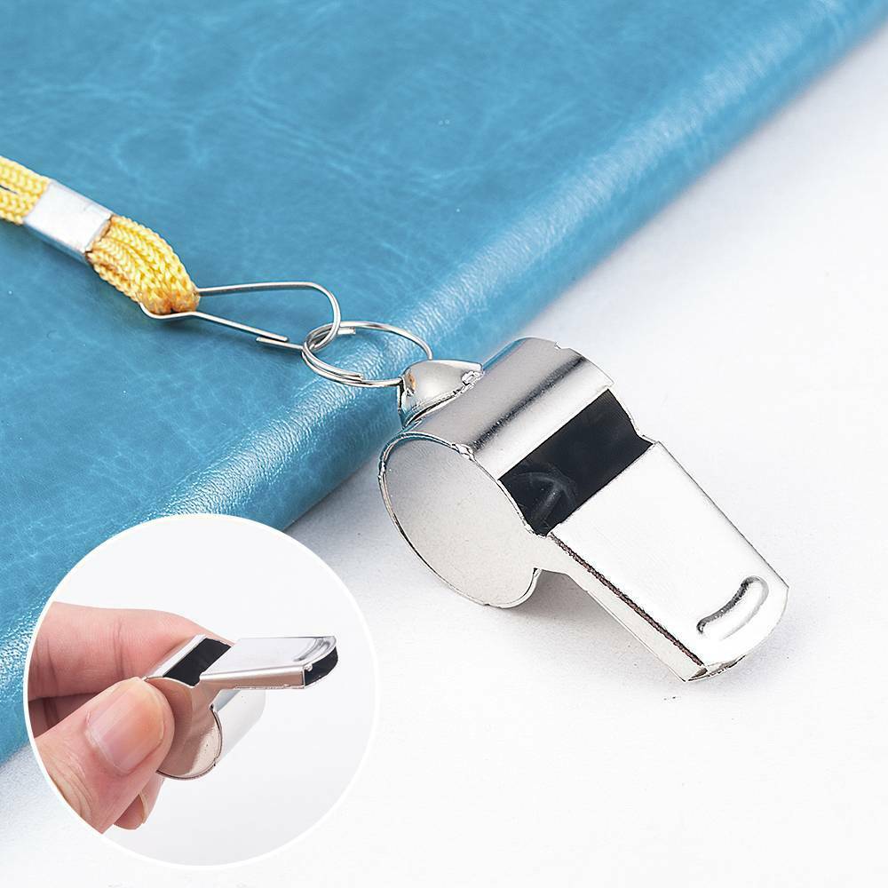 Football Soccer Sports Camping Metal Referee Whistle Lanyard Emergency Survival