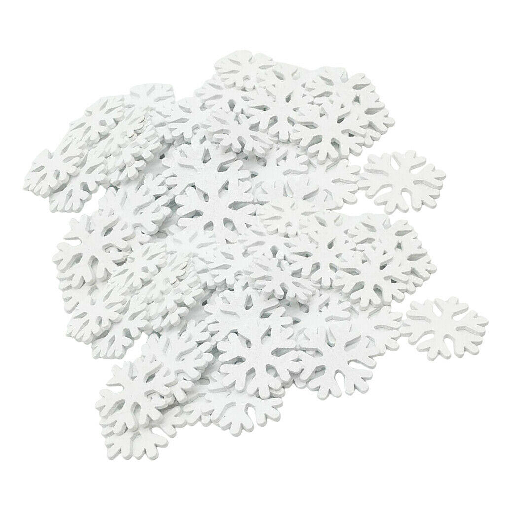 Lots 200x Christmas Snowflake 3cm Wood Craft Embelishments  Cut Shape White