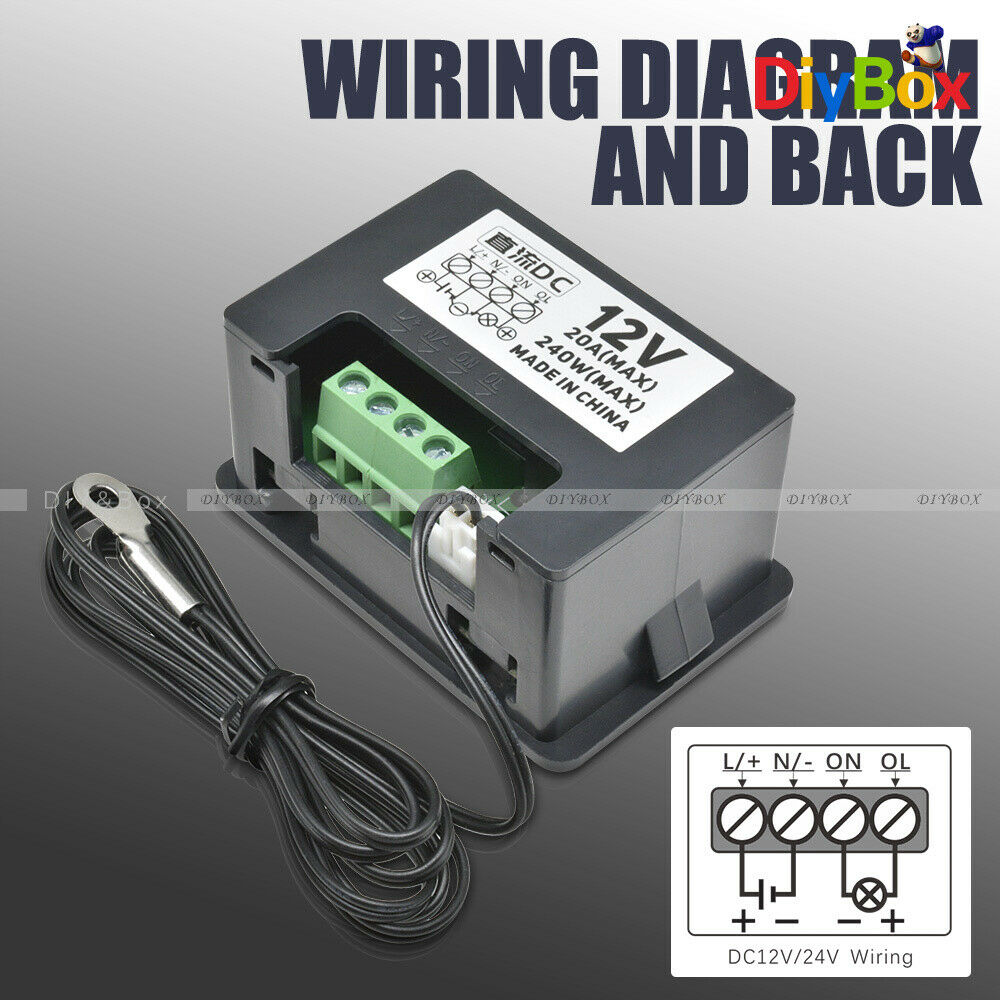 DC12V Red Blue Digital Thermostat Temperature Controller Microcomputer w/ Sensor