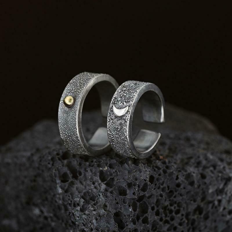 Simple Moon Sun Couple Rings for Lover's Fashionable Wedding Anniversary Gift
