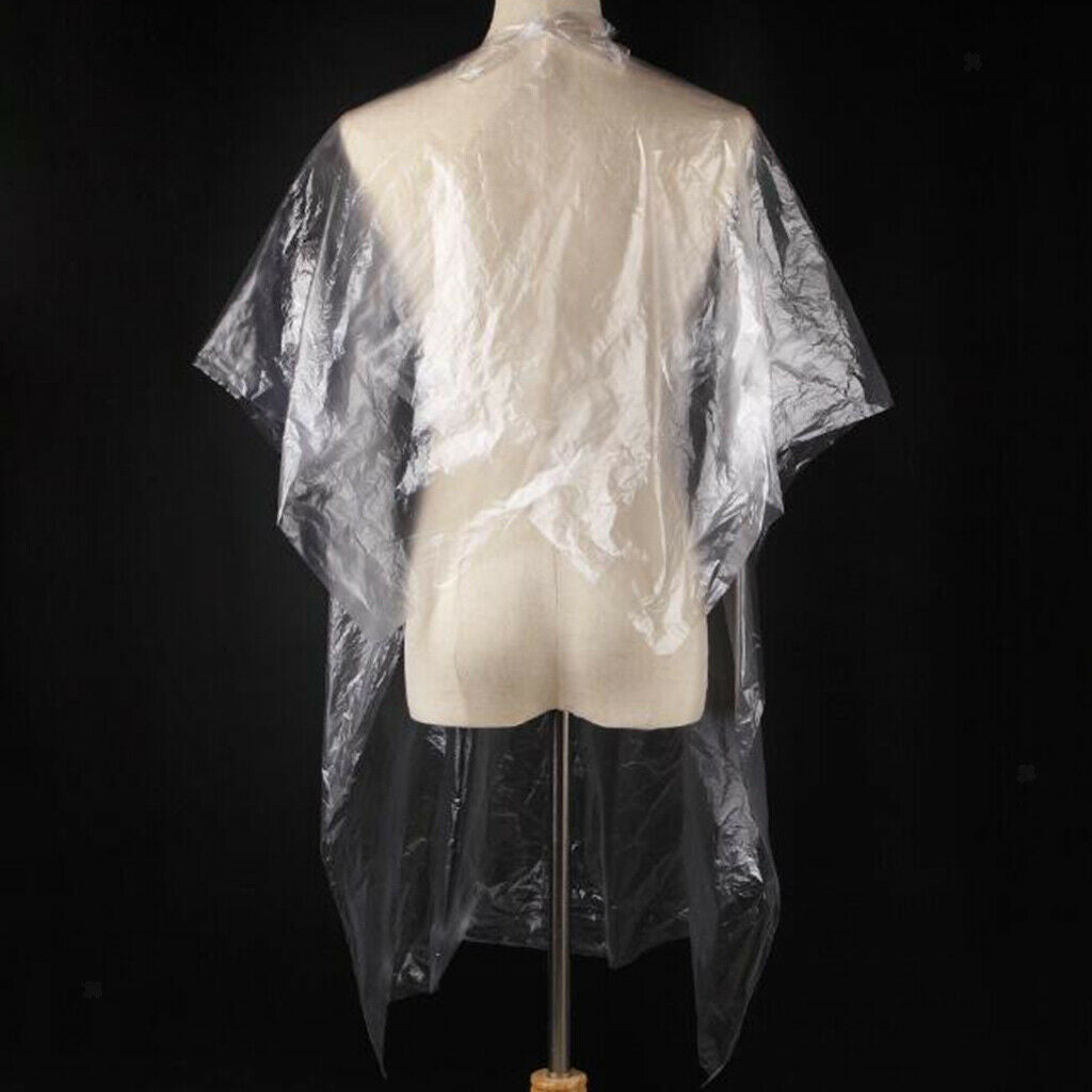 100 Pieces Disposable Haircut Gowns Salon Barber Capes Cloth 92x130cm Clear