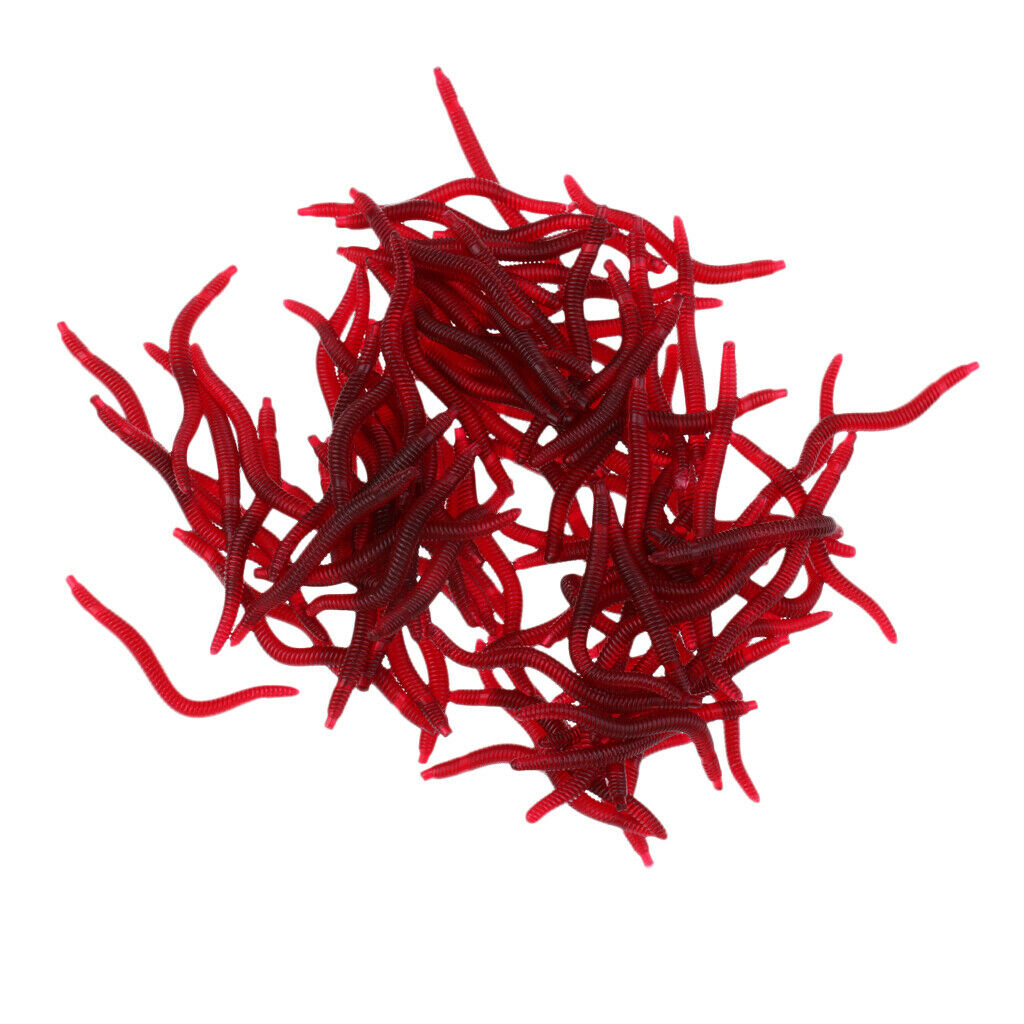100pcs   Soft Earthworm Earth Worm Silicone Fishing Baits Lures Tackle