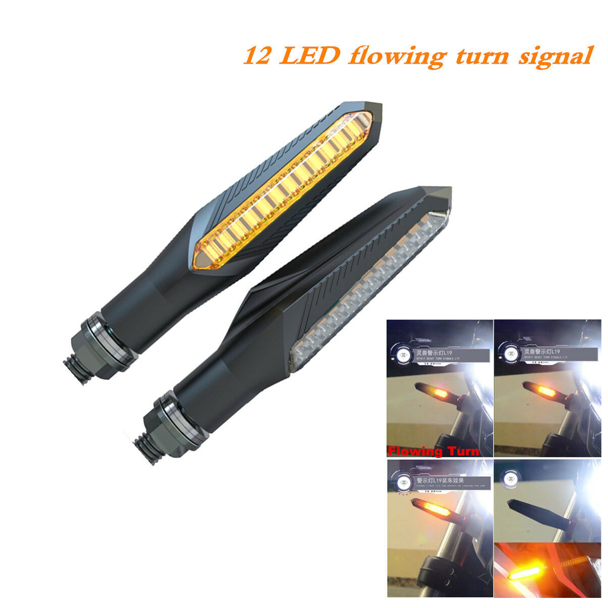 12 LED flowing turn signal motorbike warning light flow indicator spirit beast