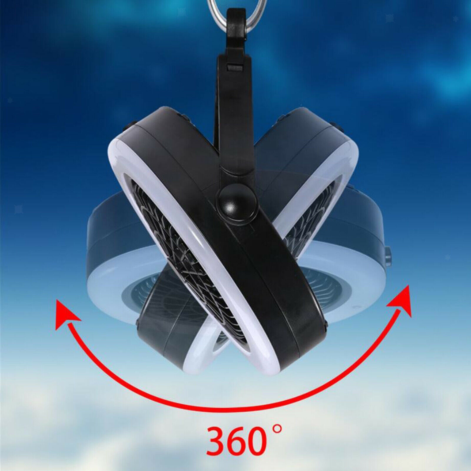 Portable Tent Fan with Light Car Camping Lantern RV USB Handheld LED Lights