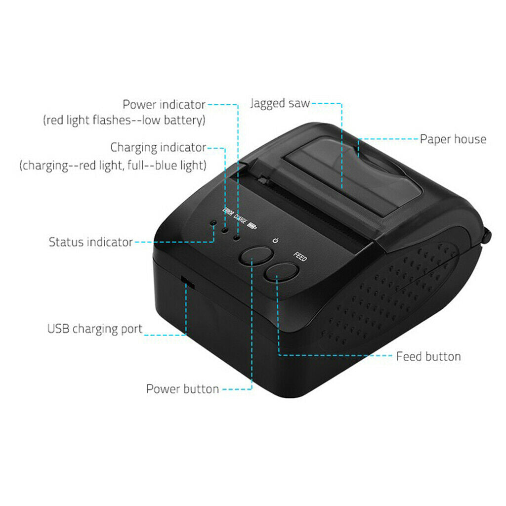 Mini Wireless Bluetooth Portable Thermal Ticket Printer Windows Mobile Phone