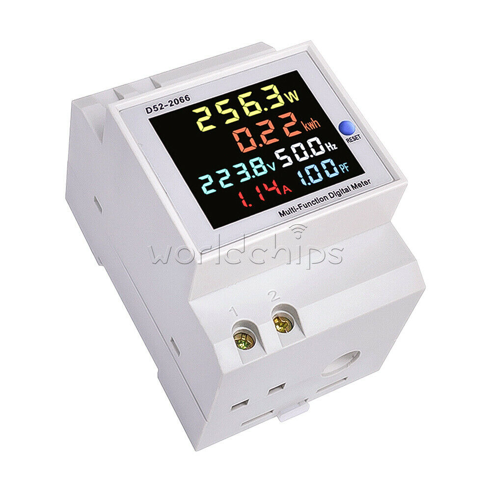 AC250-450V Digital Din-Rail Current Voltage Power Factor Meter Ammeter Voltmeter