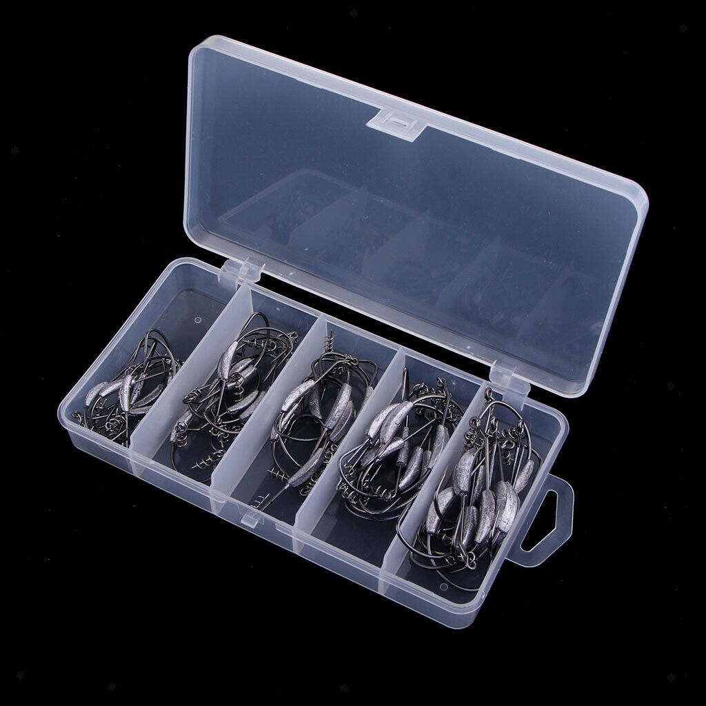 50pcs Weighted Superline Spring Hook with Centering Pin for Rigging Baits