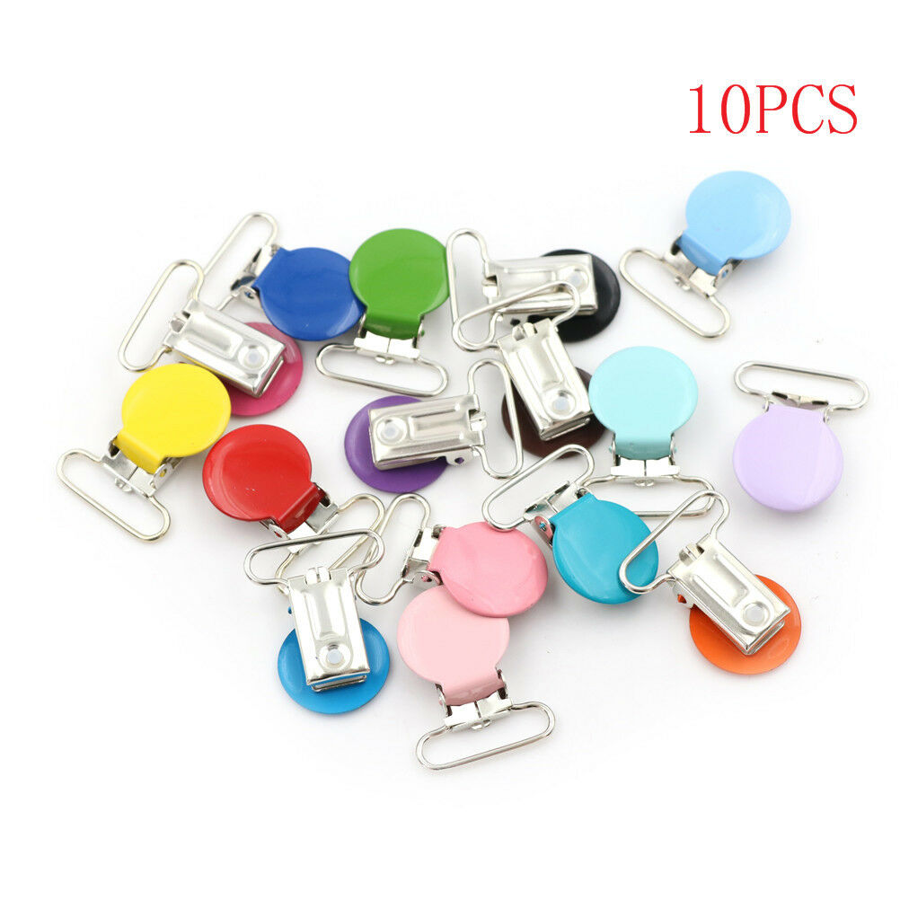 10x Mixed Color Infant Baby Metal Clips Pacifier Holders Alloy Suspender HooDD