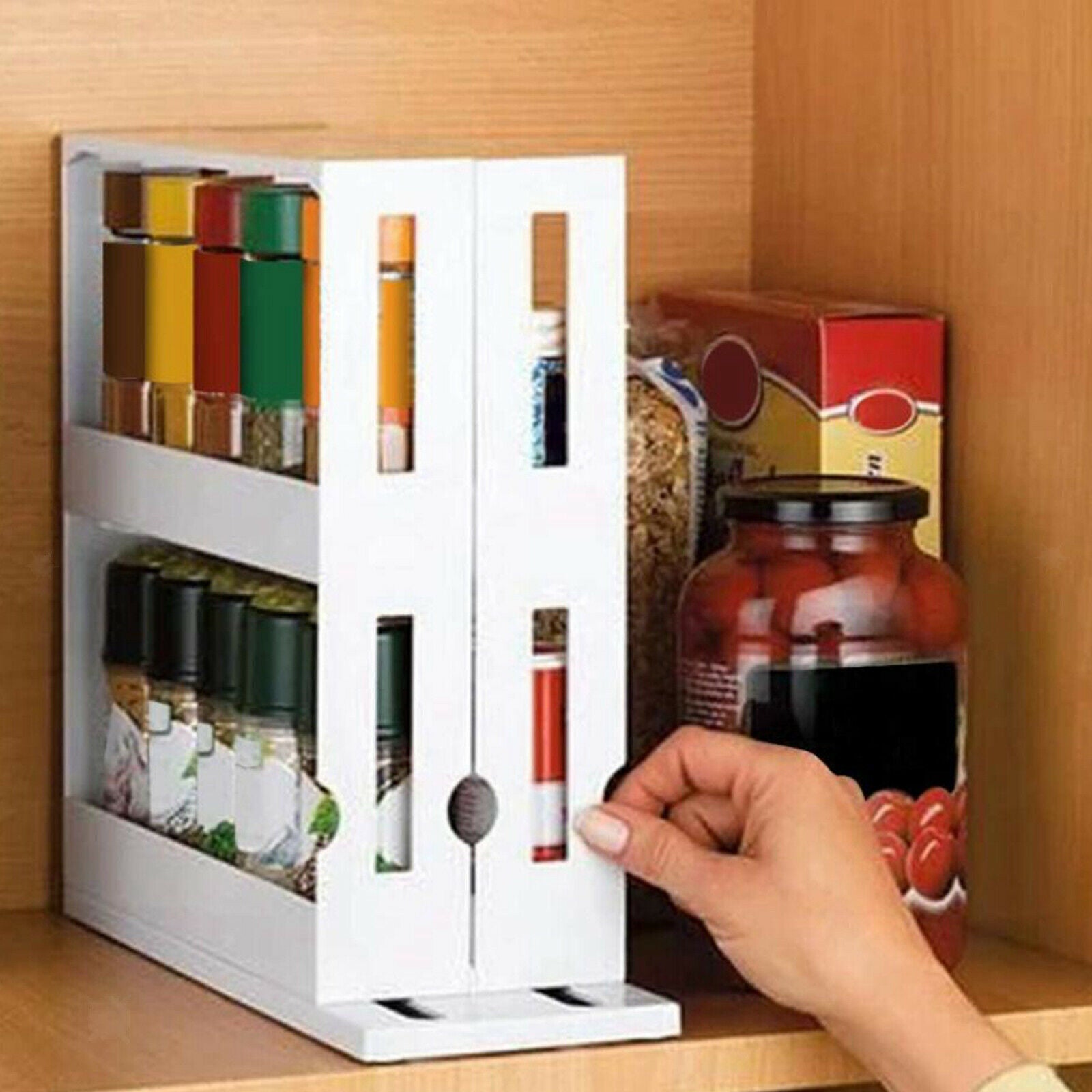 1pc Kitchen Storage Rack Seasoning Spice Jar Rack Rotating Organizer Shelf