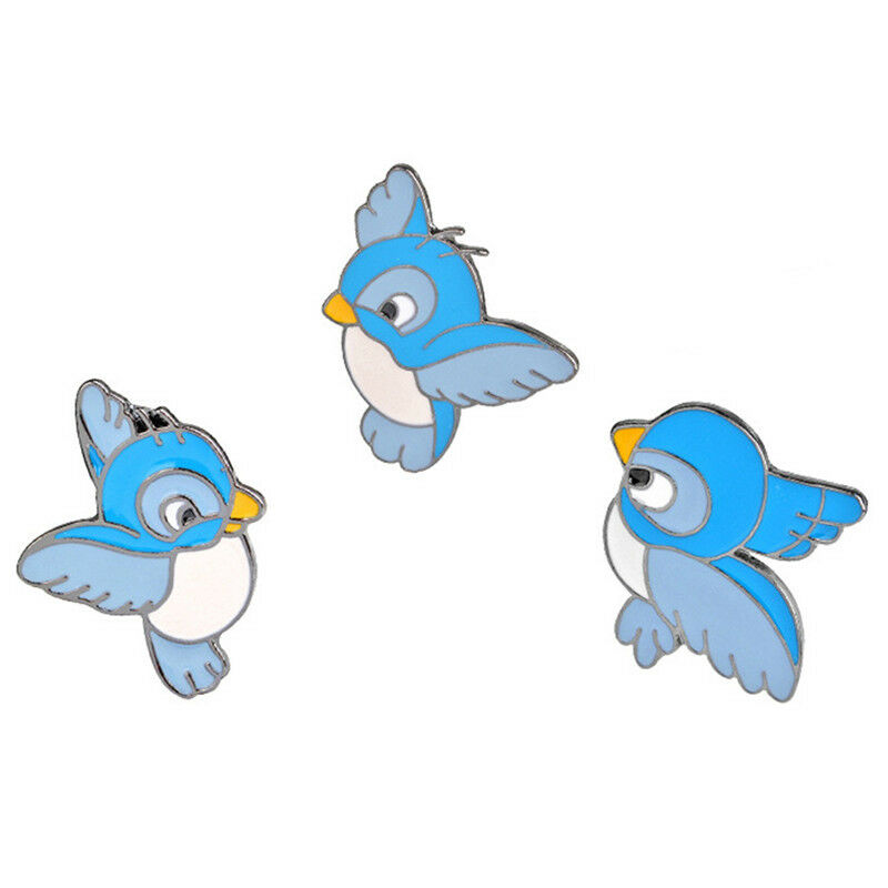 3PCS/Set Enamel Blue Bird Brooch Bin Animal Pin Jacket Shirt Badge Jewelry Hw Rf