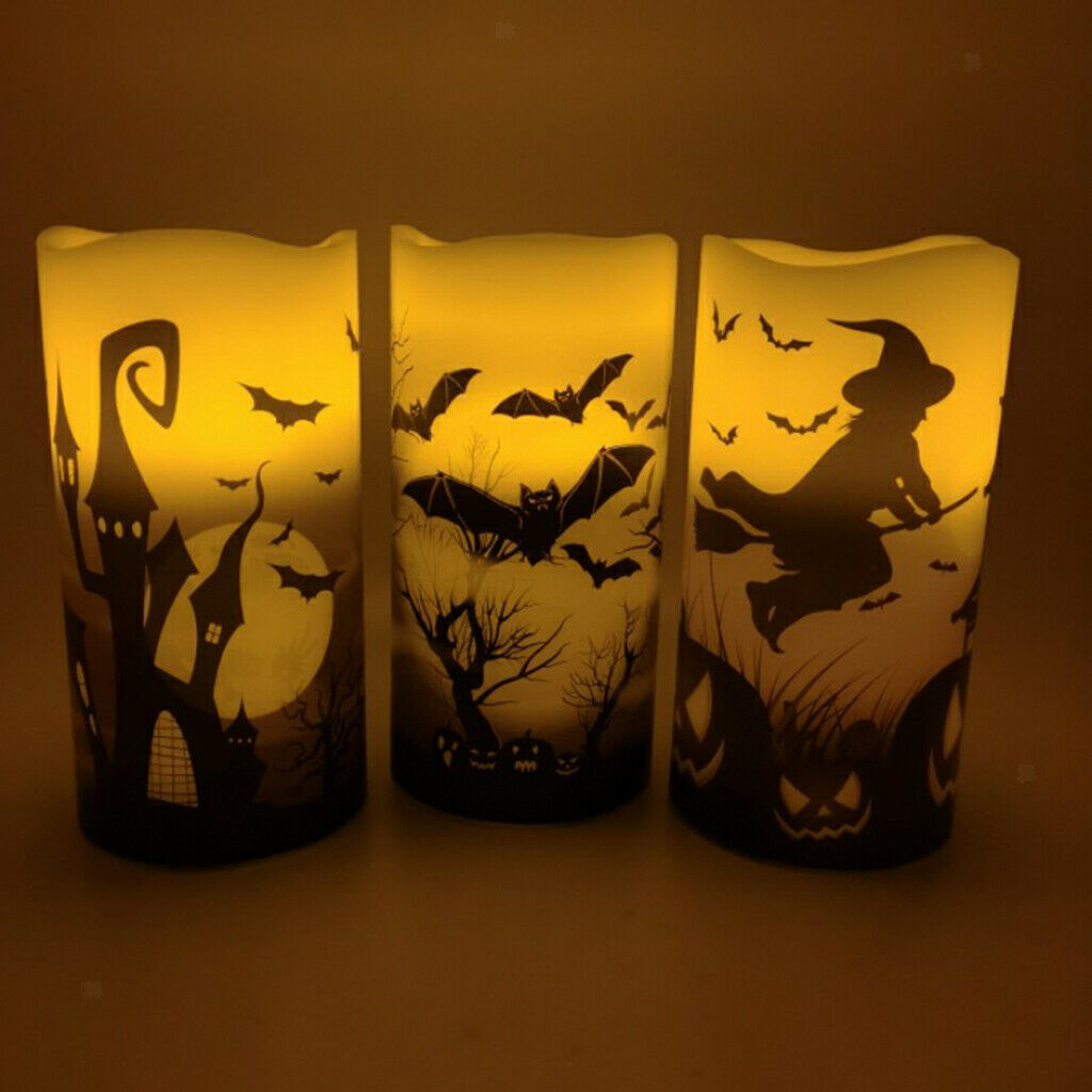 Electronic Candle Halloween Flameless 3pcs LED Dating Home Desktop Decor