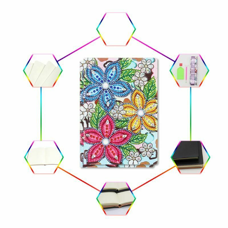 DIY Special Shaped Diamond Painting Flowers A5 Notebook Diary Book 60 Pages