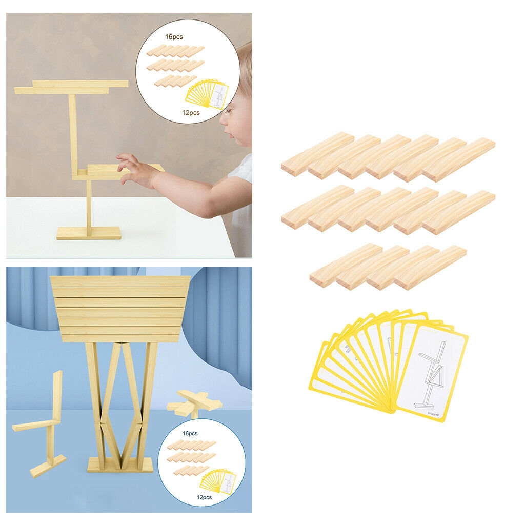 16pcs Kids Wooden Building Blocks Balance Game Table Game Toys for Toddlers