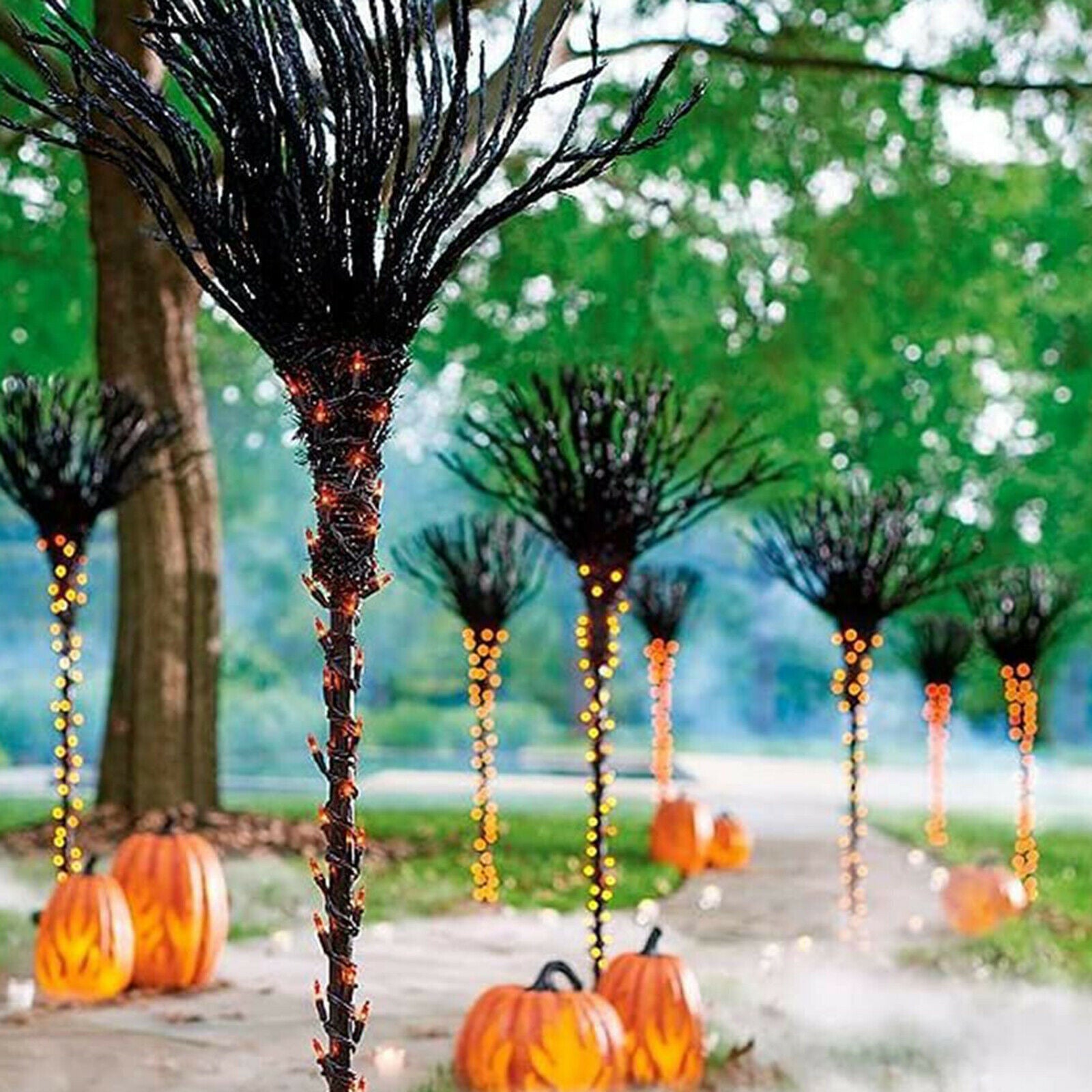 Pre-lit broom, Halloween decoration, lighted broomstick