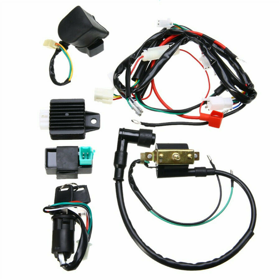 Motorcycle Wire Loom Rectifier Ignition Key Coil CDI Unit Kill Switch Solenoid