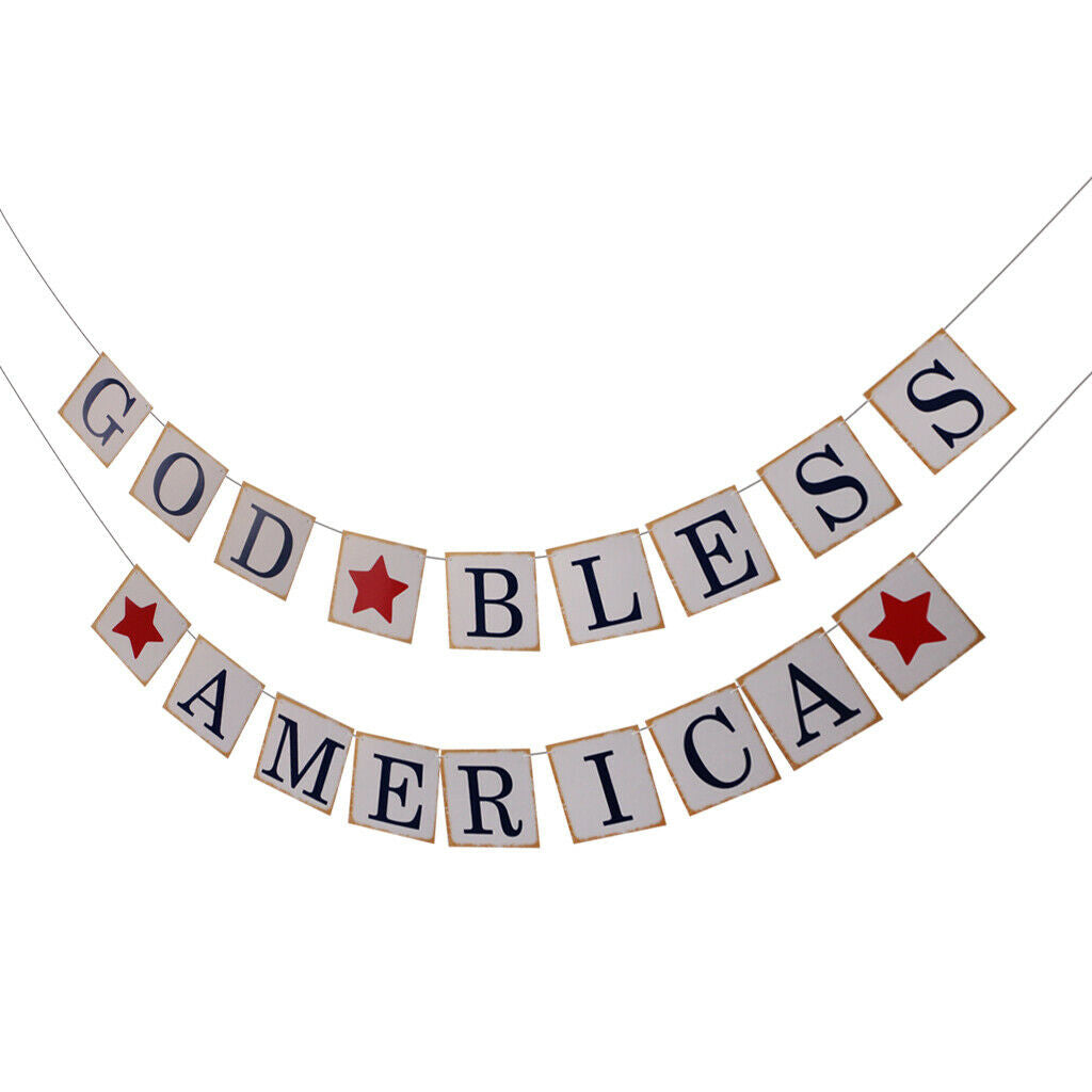 God Bless American Banner Celebration USA Party Patriotic July 4th Decor