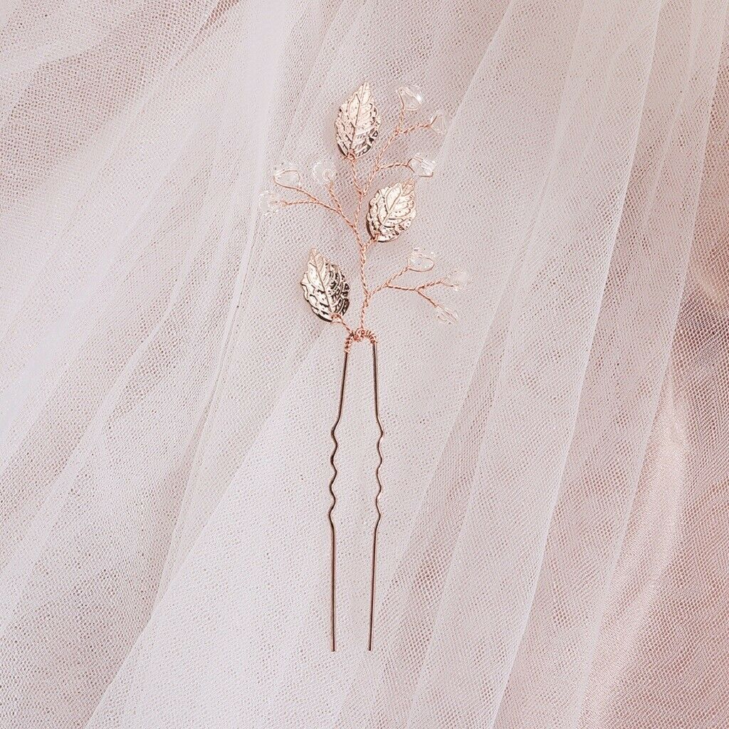 Stunning Leaf Charm Hairpin Tiara Barrette Bridal Prom Hairclip Hair Stick