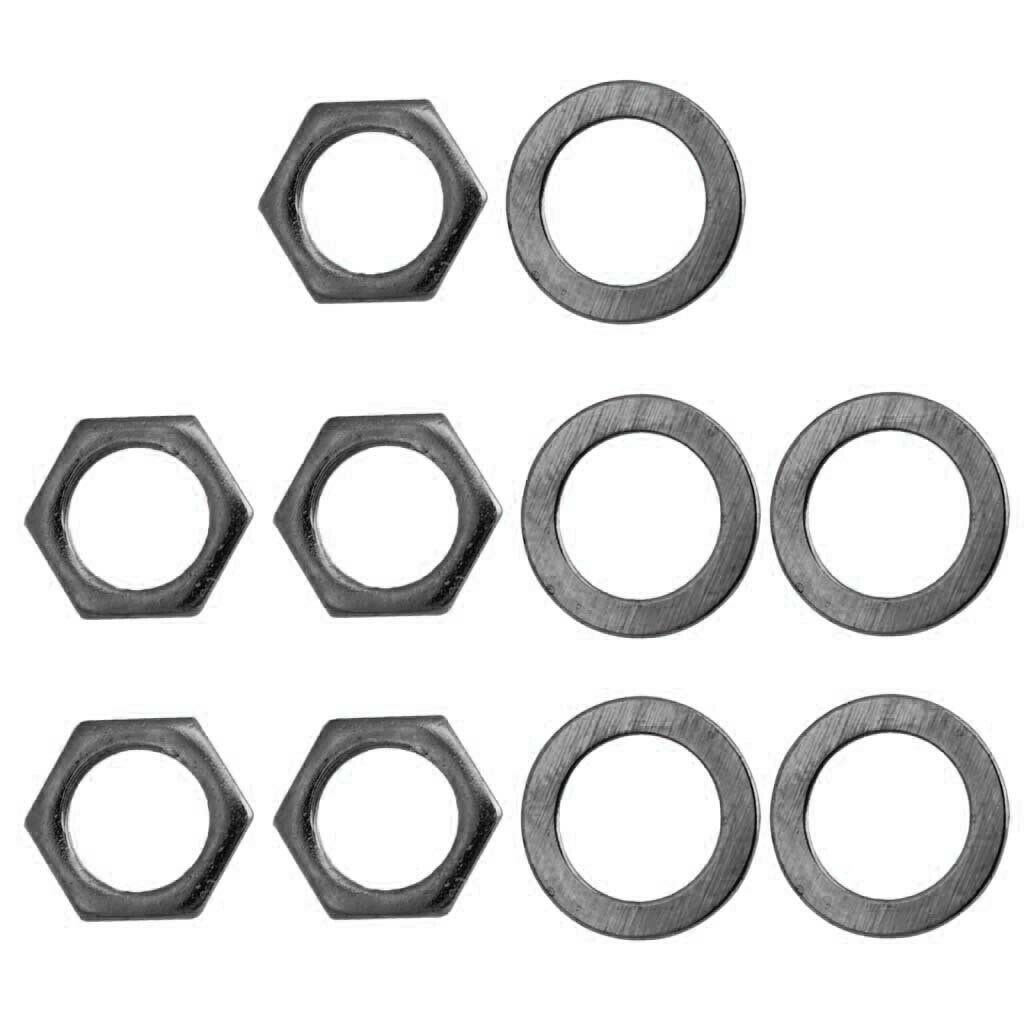 Set of 5 Iron   Socket Nuts Washers Black 9mm for Electric Guitar/Bass