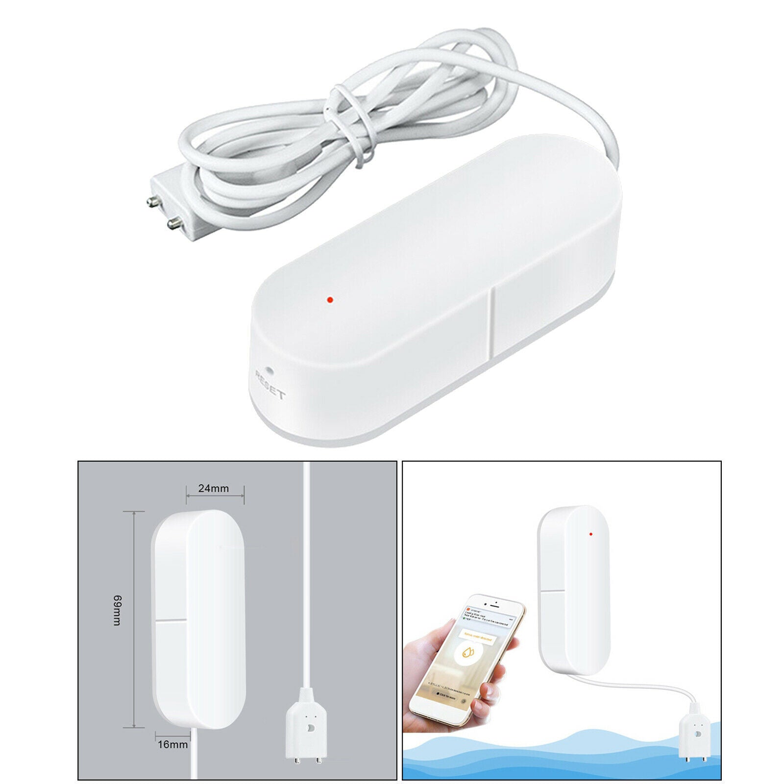 Smart Water Alarm Remote Monitor Kitchen Sink Basement Overflow Sensor