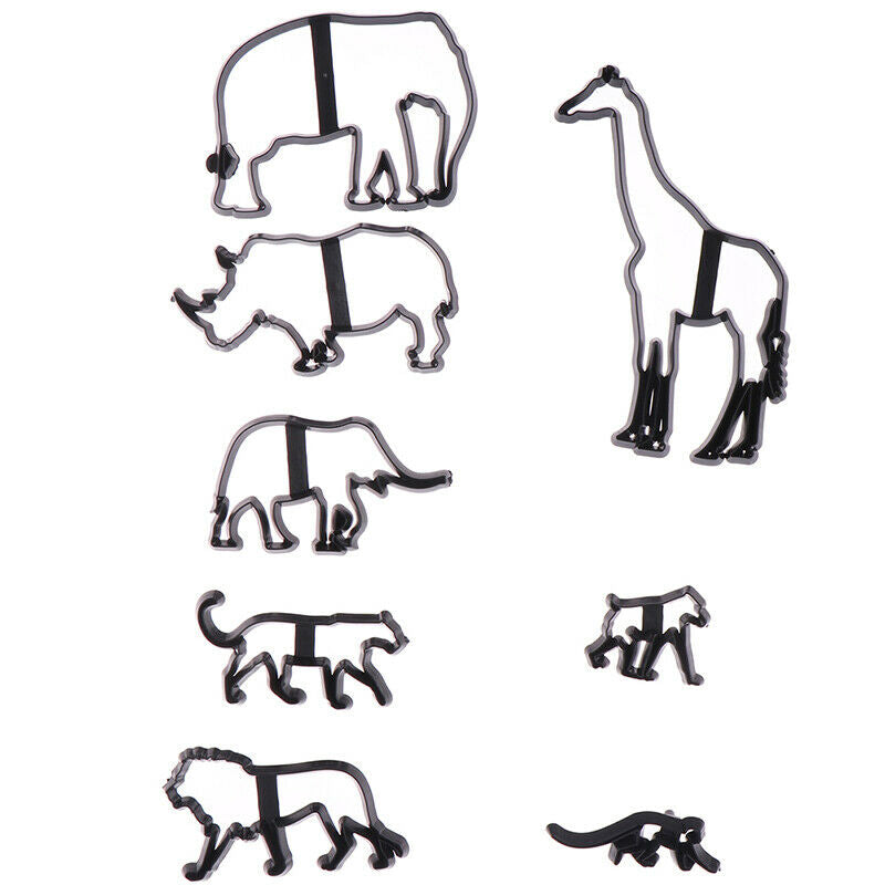 8Pcs Animal Cookie Cutter Plastic Elephant Lion Giraffe Leopard Fondant C.l8