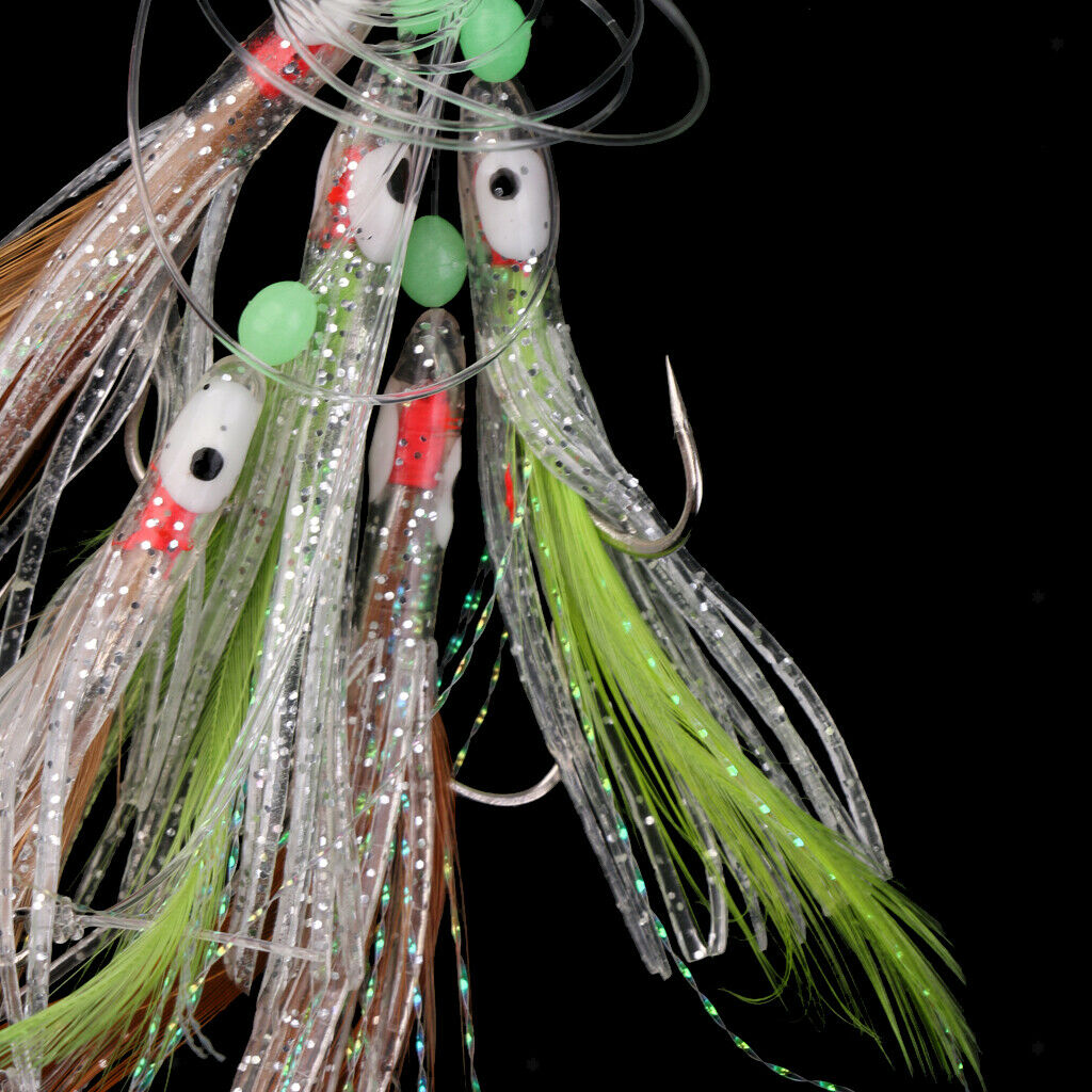 3X Sabiki Fishing Lure Rigs Bait Jigs Lure Soft Lure String Crystal Barbed Hook