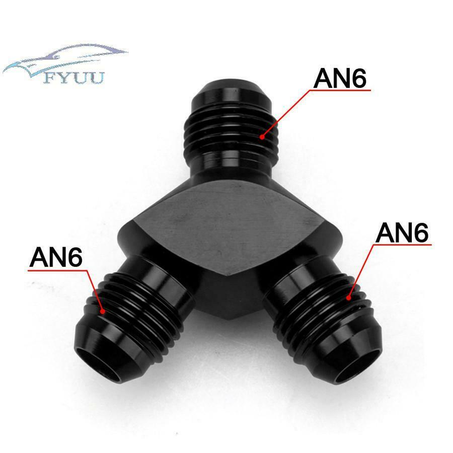 1X AN6 Y Block Fitting 3-Way Adapter Aluminium AN6 Male to 2-6AN AN6 Y Block